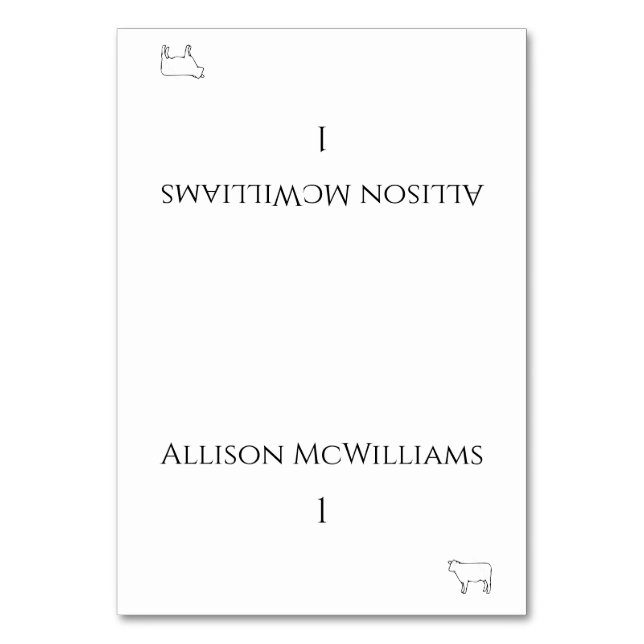 Hochzeitsstift Platzkarten-Fleisch-Symbol-Schwarz  Tischnummer (Vorderseite)