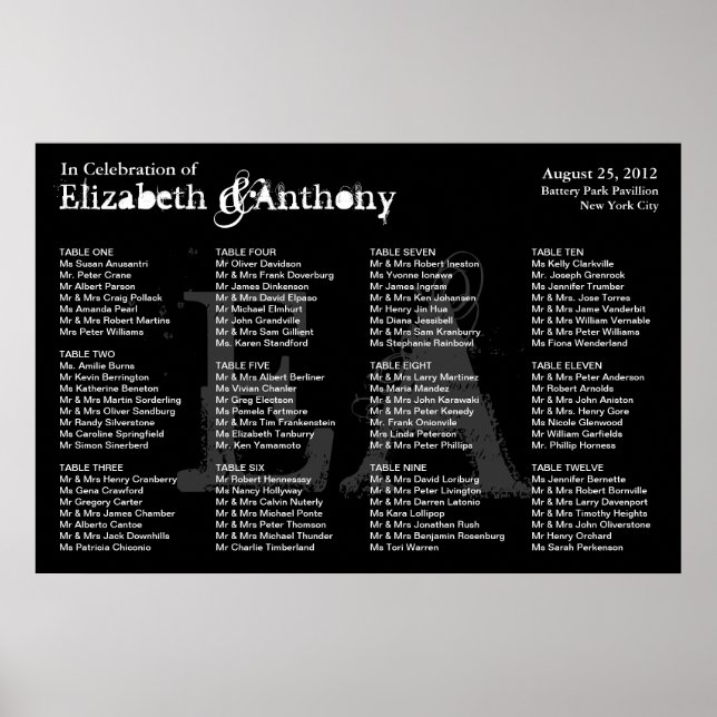 Hochzeitsstift Poster Monogram Black 2 (Vorne)