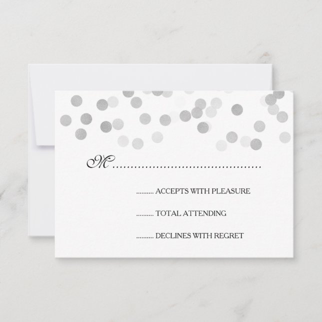 Hochzeitsstift RSVP Imitate Silberstreifen-Glitzer Karte (Vorderseite)