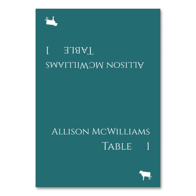 Hochzeitsstiftung Platzkarten-Fleisch-Symbol-Grün- Tischnummer (Vorderseite)