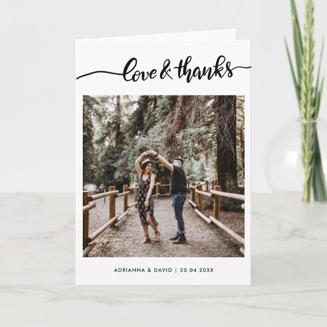 Hochzeitsstiftung und dank Script-Foto Dankeskarte (Vorderseite)