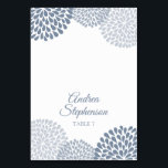 Hochzeitsstil-Platzkarten (Zelt-Stil) Blütenblau Tischnummer<br><div class="desc">Chrysanthemum Wedding Platzkarte Zelte (Dusty Blue): Diese lustigen chrysanthemum burst Platzkarte Zelte werden Ihren Hochzeitstischen einen personalisierten Stil verleihen! Für Begleitkarten (Karten, die Ihre Gäste beim ersten Eintritt in Ihren Empfang nehmen), behalt Ihre Tischnummer an. Für Platzkarten (Karten, die Sie an den Tischen vorstellen... normalerweise mit einer Sitzkarte am Eingang)...</div>