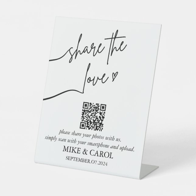 Hochzeitsstimmen des Liebe-Fotos QR-Code Sockelschild (Vorderseite)