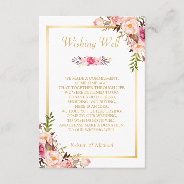 Hochzeitsstimmung Gold Elegante Chic Floral Begleitkarte (Vorderseite)