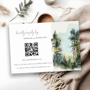Hochzeitsstimmung im Wald mit Aquarellwald - QR-UA Begleitkarte