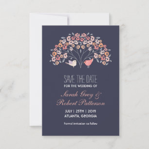 Hochzeitsstimmung in der Blue Love Birds-Blume ret Save The Date