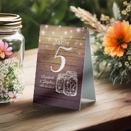 Hochzeitsstimmung + Menu Mason Jar String Light Tischaufsteller