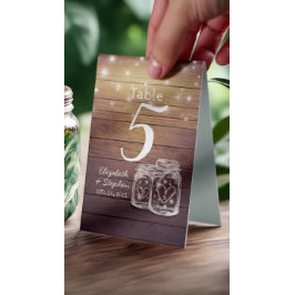 Hochzeitsstimmung + Menu Mason Jar String Light Tischaufsteller