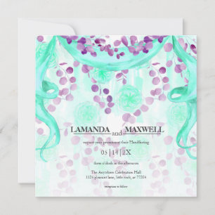 Hochzeitsstimmung mit Aquamariner Flora und Fauna Einladung