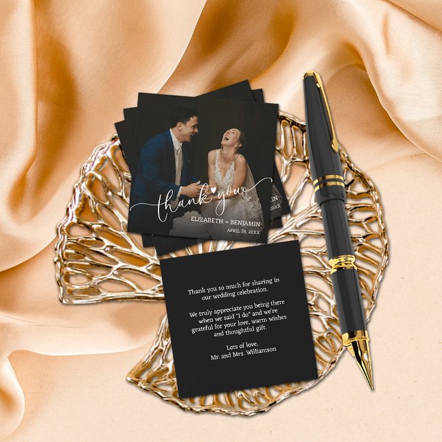 Hochzeitsstipendium Foto Vielen Dank Mitteilungskarte (Small 2.5" x 2.5" thank you cards (too small to mail in the USA, larger sizes in our collection.))