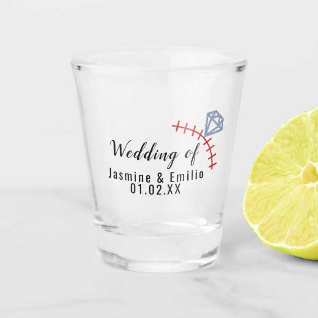 Hochzeitsstipps für Baseball-Logokombinationen Nam Schnapsglas (Vorderseite)