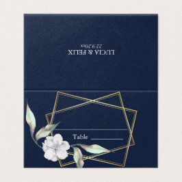 Hochzeitsstipps für Navy Blue Floral Golden Frame Visitenkarten