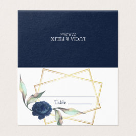 Hochzeitsstipps für Navy Blue Floral Golden Frame  Visitenkarten