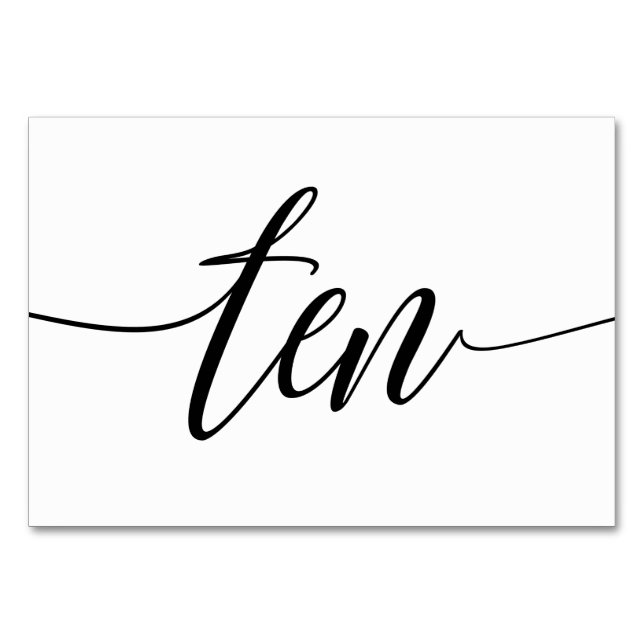 Hochzeitsstipps - Luxe Typografie (Schwarz) 10 Tischnummer (Vorderseite)