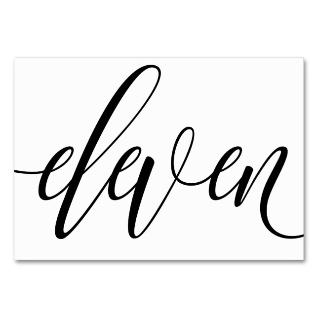 Hochzeitsstipps - Luxe Typografie - Schwarz 11 Tischnummer (Vorderseite)