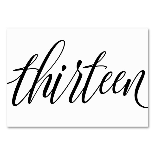 Hochzeitsstipps - Luxe Typografie - Schwarz 13 Tischnummer (Vorderseite)