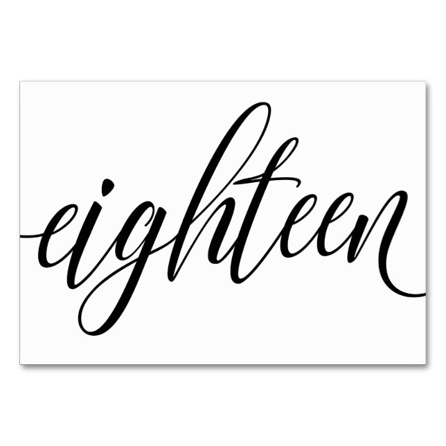 Hochzeitsstipps - Luxe Typografie - Schwarz 18 Tischnummer (Vorderseite)
