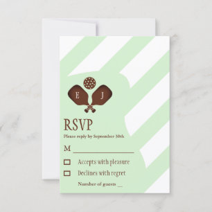 Hochzeitsstreifen im Preppy-Pickleball-Stil RSVP Karte