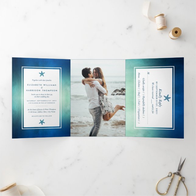 Hochzeitssuite für Hochzeiten im Wasser Dreifach Gefaltete Einladung (Innenseite)
