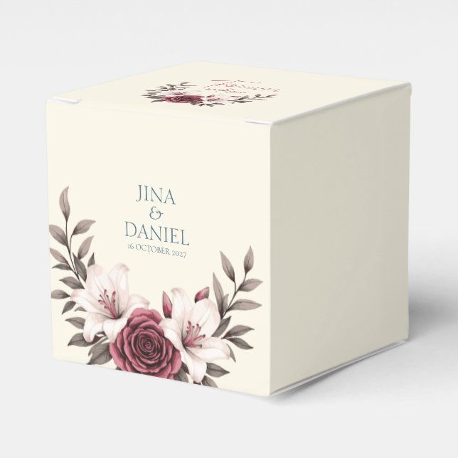 Hochzeitssuite mit Blumen (pink) Geschenkschachtel (Vorderseite)