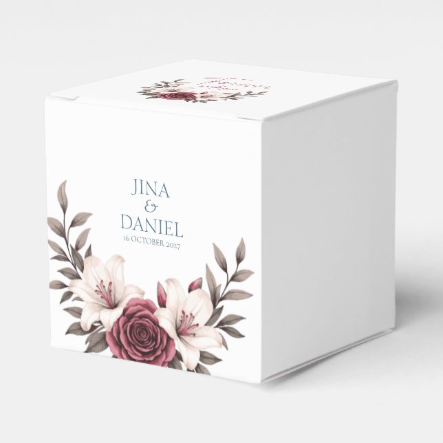 Hochzeitssuite mit Blumen (Weiß) Geschenkschachtel (Vorderseite)