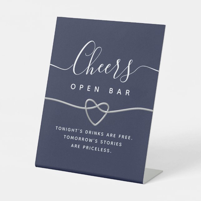 Hochzeitssymbol für das offene Bar Pedestal Sockelschild (Vorderseite)