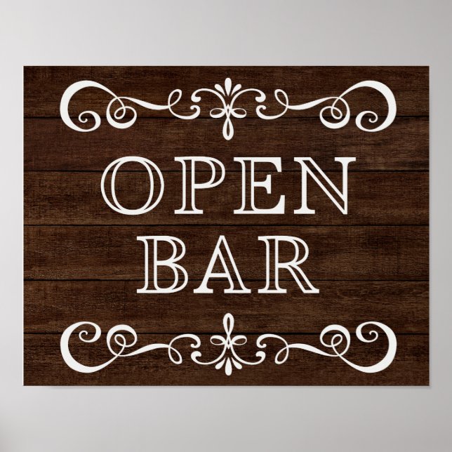 Hochzeitssymbol - Offenes Bar - rustikales Hochzei Poster (Vorne)