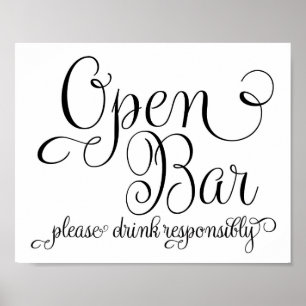 Hochzeitssymbol - Open Bar Sign - Poster