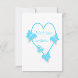 Hochzeitsszenarien für blaues Herz und Schmetterli Einladung