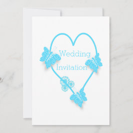 Hochzeitsszenarien für blaues Herz und Schmetterli Einladung