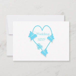 Hochzeitsszenarien für blaues Herz und Schmetterli RSVP Karte