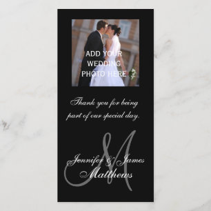 Hochzeitsszenario-Foto Vielen Dank, Monogram-Namen Dankeskarte