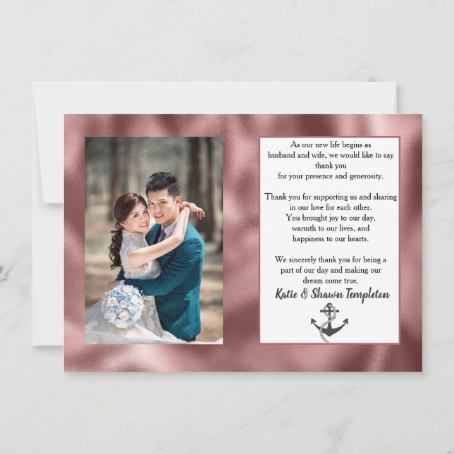Hochzeitsszenario-Foto Vielen Dank, zweiseitige na Karte (Rückseite)