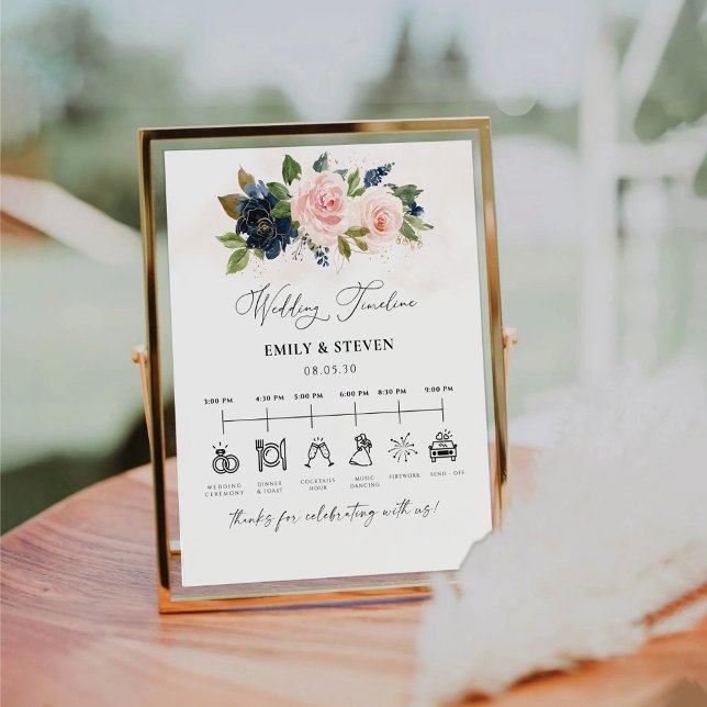 Hochzeitsszenario für Navy & Blush Pink Sockelschild (Von Creator hochgeladen)