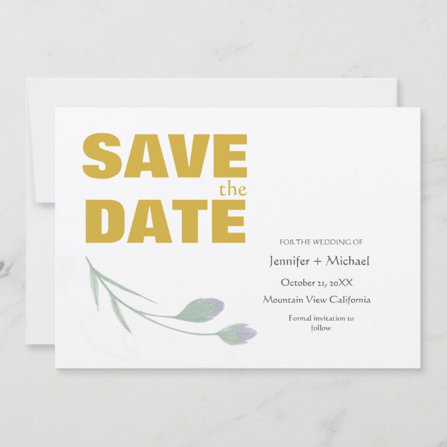 Hochzeitsszenario Moderne Minimalistische Schlicht Save The Date (Vorderseite)