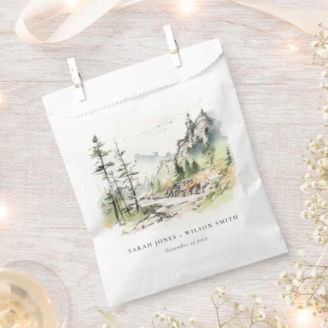 Hochzeitsszenario "Soft Woods Mountain" Geschenktütchen (Ausgeschnitten)