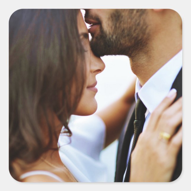 Hochzeitsszenario speichern Sie das Date Foto - Ei Quadratischer Aufkleber (Vorderseite)