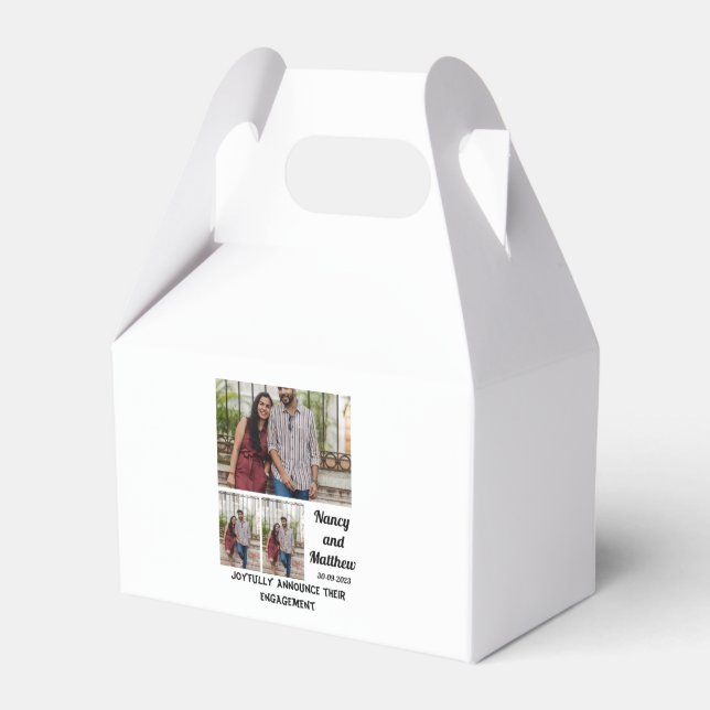 Hochzeitsszenario-Verlobung 3 FotoCollage Geschenkschachtel (Vorderseite)