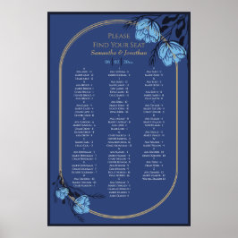 Hochzeitstabelle für blaue Blume Poster