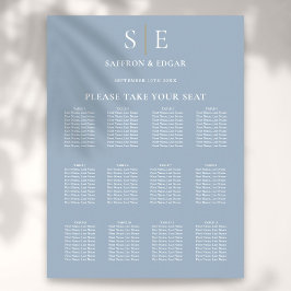 Hochzeitstabelle für dunkelblaue und goldene Monog Poster