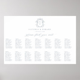 Hochzeitstabelle für dunkelblaues Wappen Poster