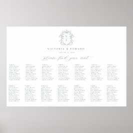 Hochzeitstabelle für dunkelblaues Wappen Poster