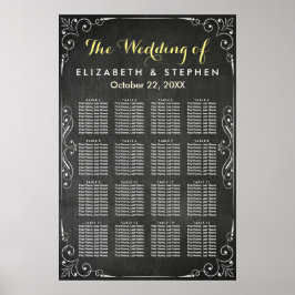Hochzeitstabelle für Schwarz-Weiß-Halbpension Poster