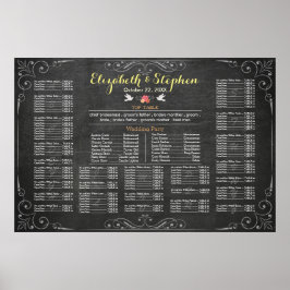 Hochzeitstabelle für Schwarz-Weiß-Halbpension Poster