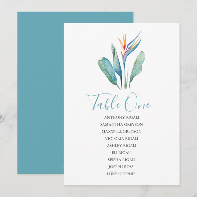 Hochzeitstabelle für tropische Blume Einladung (Vorne/Hinten)
