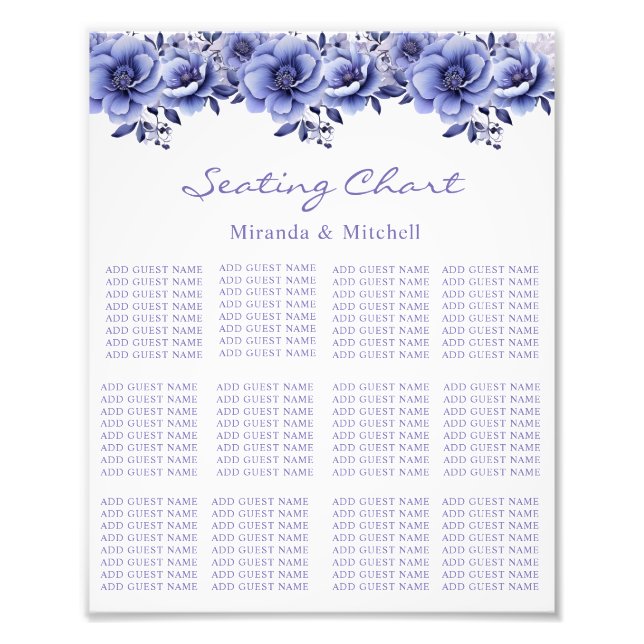 Hochzeitstabelle für Wasserfarben-Violett Fotodruck (Vorne)