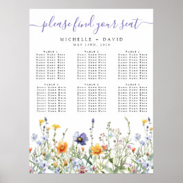 Hochzeitstabelle für Wildblumen Poster