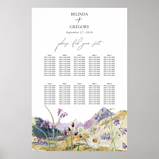 Hochzeitstabelle für Wildblumen Poster (Vorne)