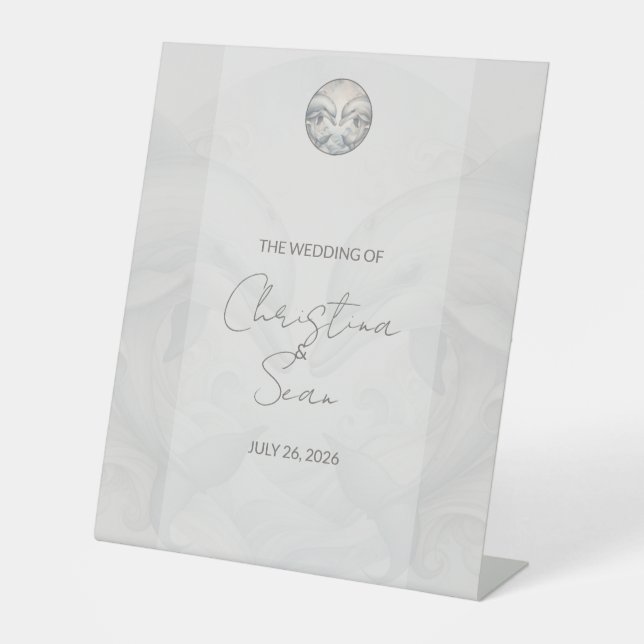 Hochzeitstabletop Dolphin Theme Sockelschild (Vorderseite)