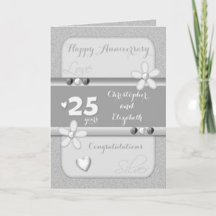 Hochzeitstag 25. Silber Gruß Karte